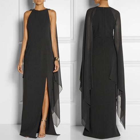 Chiffon Stitching Maxi Evening Dress - ROUTINE FASHION